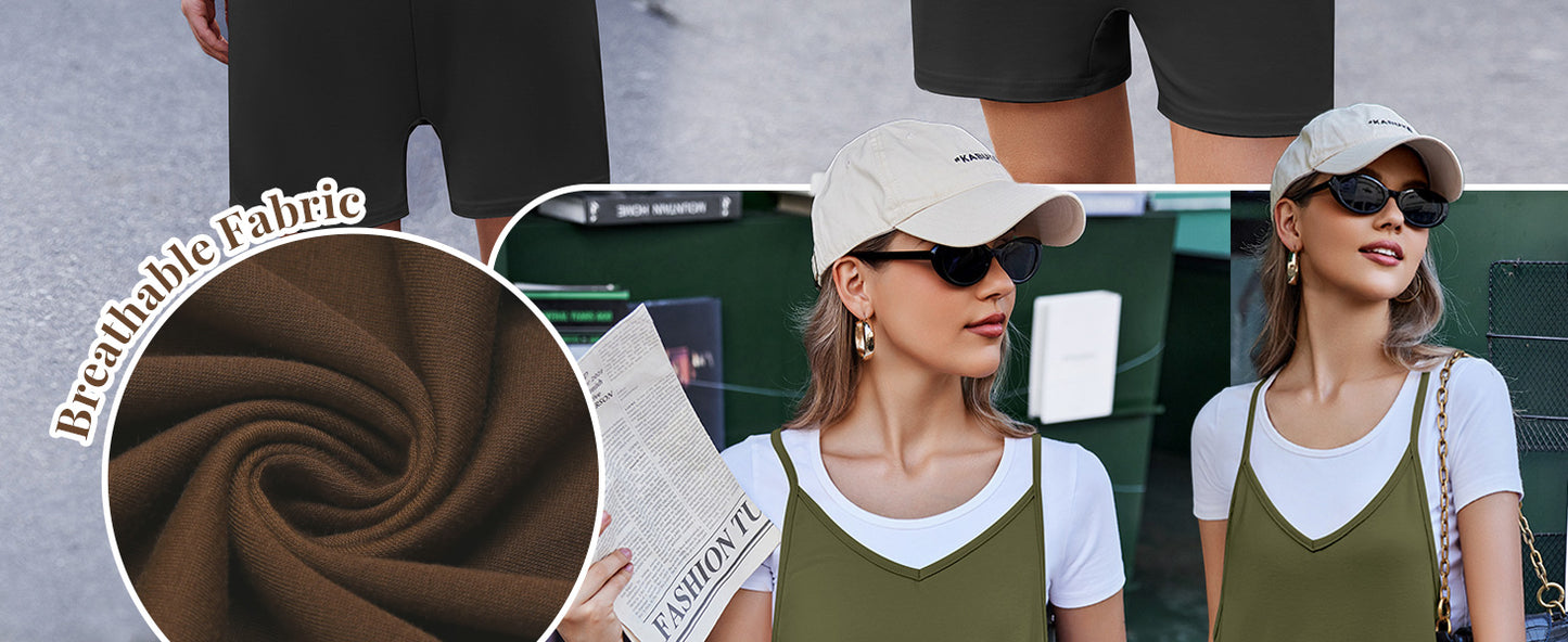 Ekouaer Womens Summer Casual Sleeveless Rompers Loose Spaghetti Strap Shorts Overalls Outfits 2025 Jumpsuits With Pockets