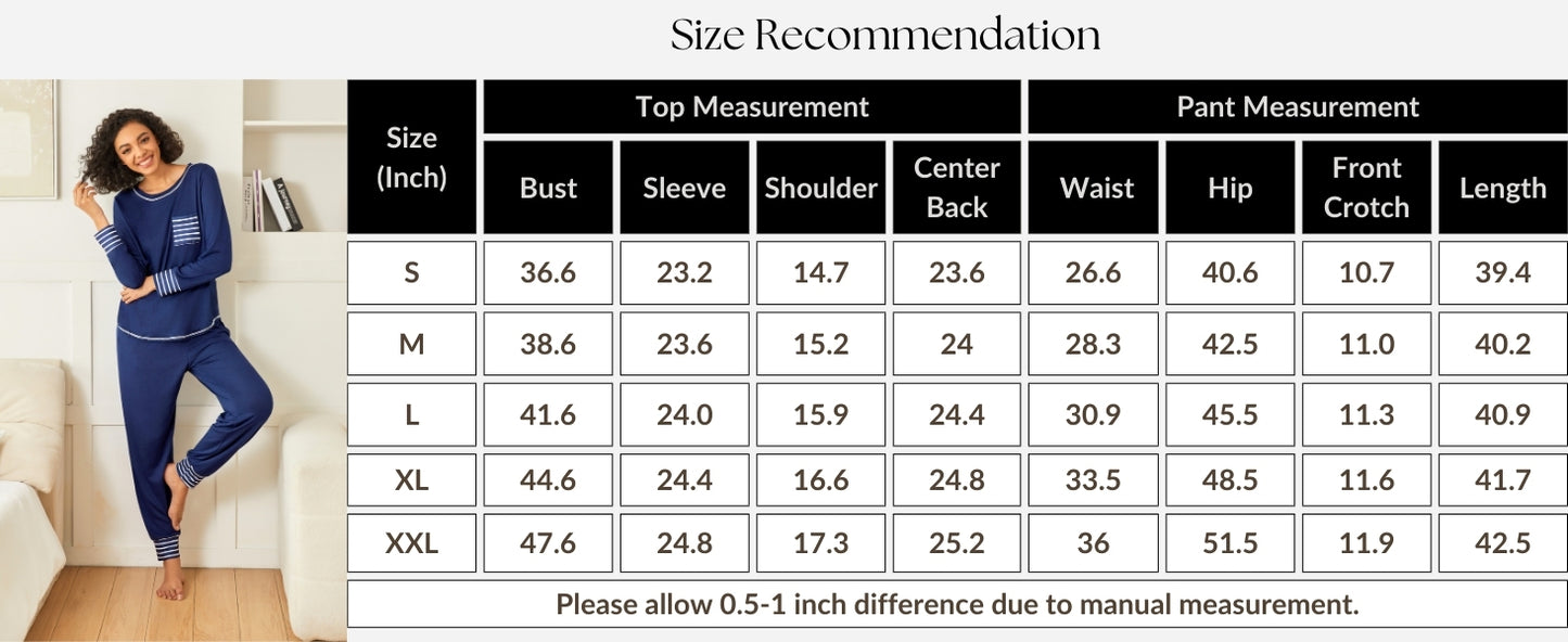 Ekouaer 2 Pack Womens Pajama Sets Long Sleeve Lounge Sets Soft Pj Sleepwear Loungewear