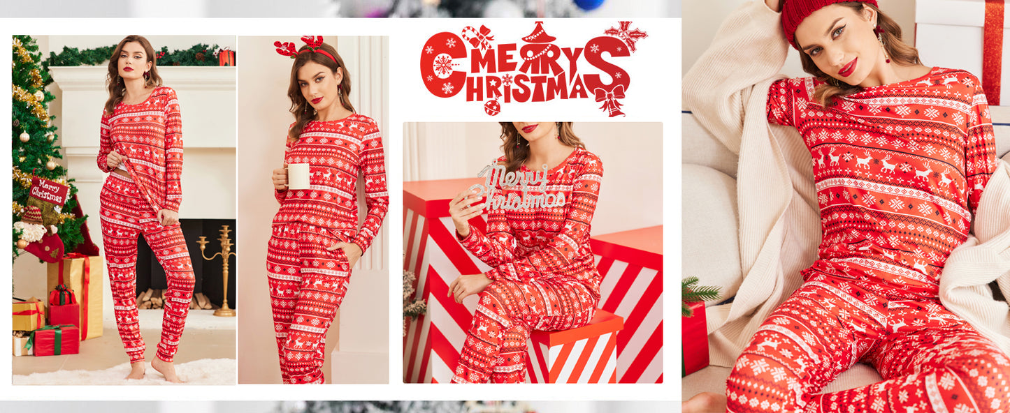 Ekouaer Womens Jogger Pajama Sets Long Sleeve Sleepwear Round Neck Nightwear Soft Pjs Lounge Sets with Pockets