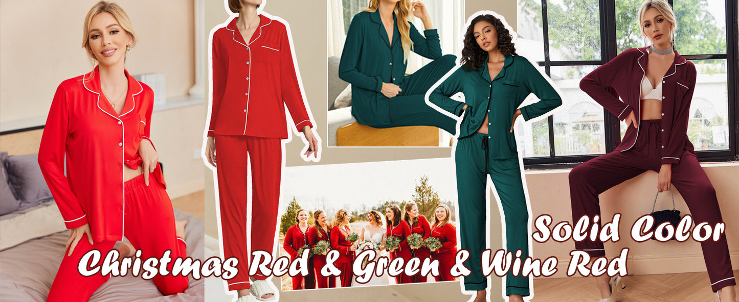 Ekouaer Pajamas Women's Long Sleeve Sleepwear Soft Button Down Loungewear Pjs Lounge Set Nightwear