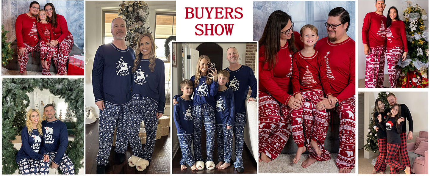 Ekouaer Matching Family Sets Christmas Pajamas Xmas PJS Sleepwear Soft Christmas Matching Jammies