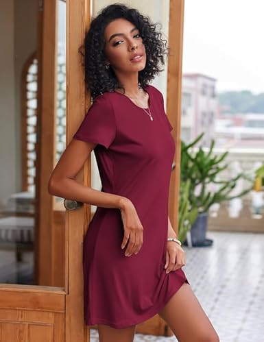 Ekouaer 2 Pack Nightgowns for Women Sleapwear Short Sleeve Night Shirts Soft Sleep Dress Classic Nightdress