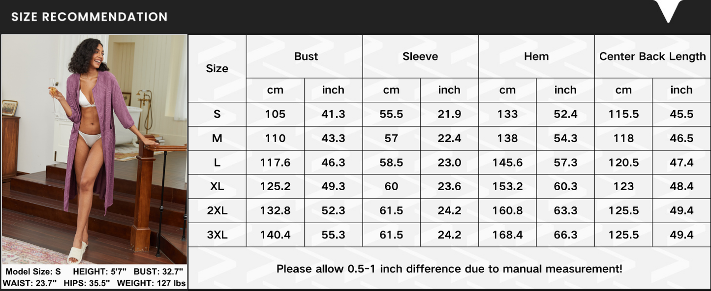 Ekouaer Zipper Robes for Women Ribbed Knit Bathrobe Lightweight Full Length Loungewear with Pockets