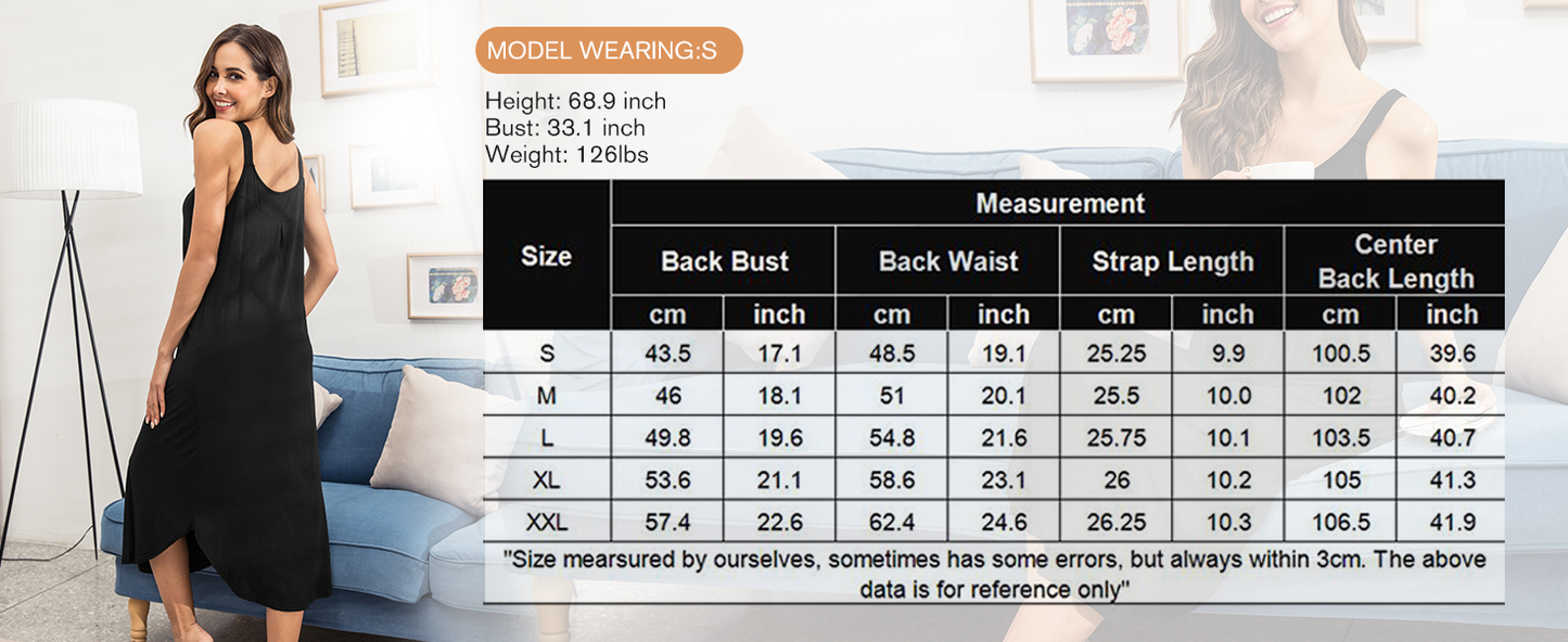 Ekouaer Women's Sleeveless Nightgown Long Nightgowns for Women Full Slip Soft Nightshirt Wide Strap Sleepwear Lounge Dresses