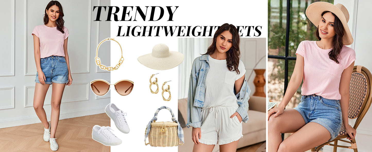 Ekouaer Womens Pajama Set Cap Sleeve Tops and Ruffle Shorts Lounge Set 2 Piece Pj Sets Casual Sleepwear with Pockets