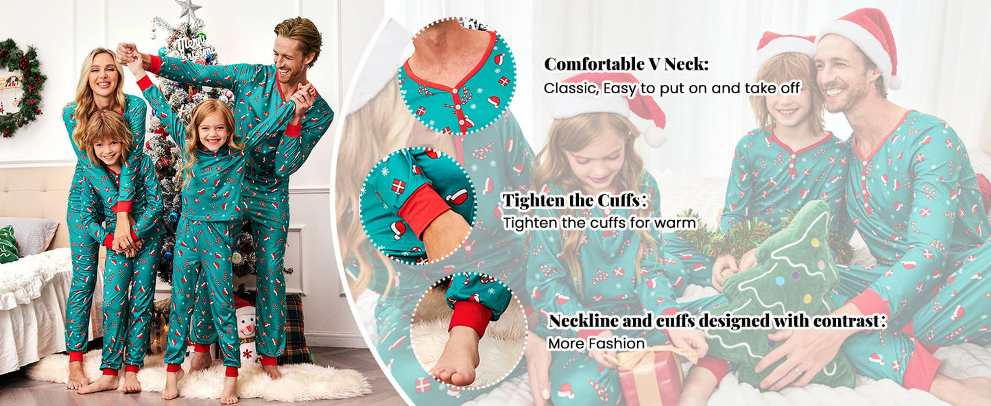 Ekouaer Christmas Pajamas for Family Matching Pj Sets Womens Mens Kids Pjs Long Sleeve Sleepwear Lounge Sets Outfits