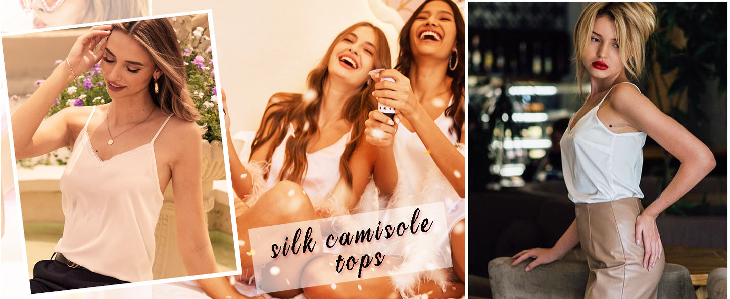Ekouaer Women's Lace Silk Satin Pajama Tank Tops V Neck Camisole Soft Spaghetti Strap Tops Loose Sleepwear