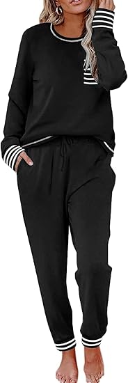 Ekouaer Pajamas Women's Long Sleeve Pj Set Soft 2 Piece Loungewear Sleepwear with Jogger Pants