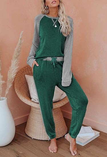 Ekouaer Women's Pajama Set Long Sleeve PJs 2 Piece Lounge Set Pullover Sleepwear Sweatshirt and Long Pants With Pockets