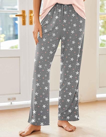 Ekouaer Pajama Sets for Women 2 Piece Short Sleeve Pj Sets With Long Printed Pants Sleepwear Casual Lounge Sets
