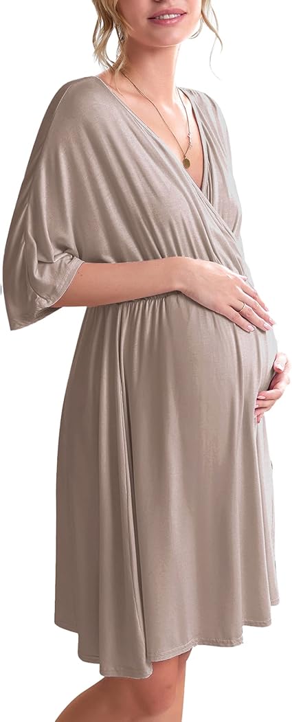Ekouaer 3 in 1 Labor/Delivery/Hospital Gown Maternity Dress Nursing Nightgown Sleepwear for Breastfeeding