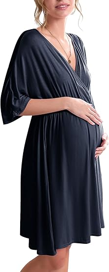 Ekouaer 3 in 1 Labor/Delivery/Hospital Gown Maternity Dress Nursing Nightgown Sleepwear for Breastfeeding