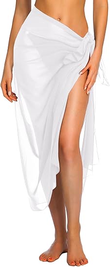 Ekouaer Women Sarong Swimsuit Coverups Chiffon Long Bikini Wraps Sheer Beach Bathing Suit Cover Up