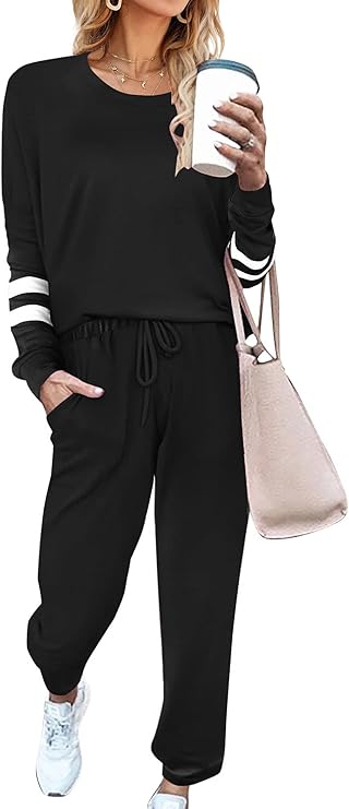 Ekouaer Sweatsuits Womens Loungewear Set Tracksuit Long Sleeve Pajamas Set with Pockets 2 Piece Outfits Lounge Sets
