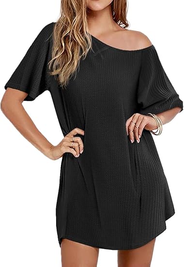Ekouaer 3 Pack Women's Short Sleeves Shirt Casual Sleepdress Oversized Nightgown Sleepwear Set