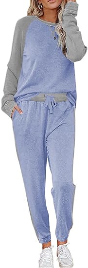 Ekouaer Women's Pajama Set Long Sleeve PJs 2 Piece Lounge Set Pullover Sleepwear Sweatshirt and Long Pants With Pockets