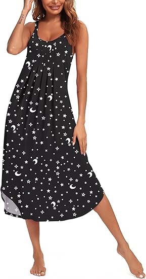 Ekouaer Women's Sleeveless Nightgown Long Nightgowns for Women Full Slip Soft Nightshirt Wide Strap Sleepwear Lounge Dresses