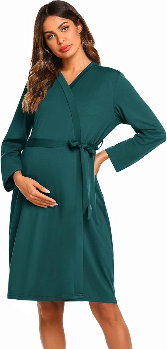 Ekouaer Maternity Robe Labor Delivery Nursing Gown Hospital Breastfeeding Dress Bathrobes