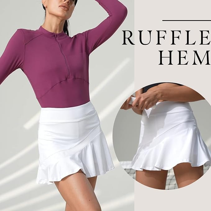 Ekouaer Tennis Skirts for Women Pleated Athletic Golf Skorts Skirt with Shorts Pockets Lightweight Running Workout Skirt