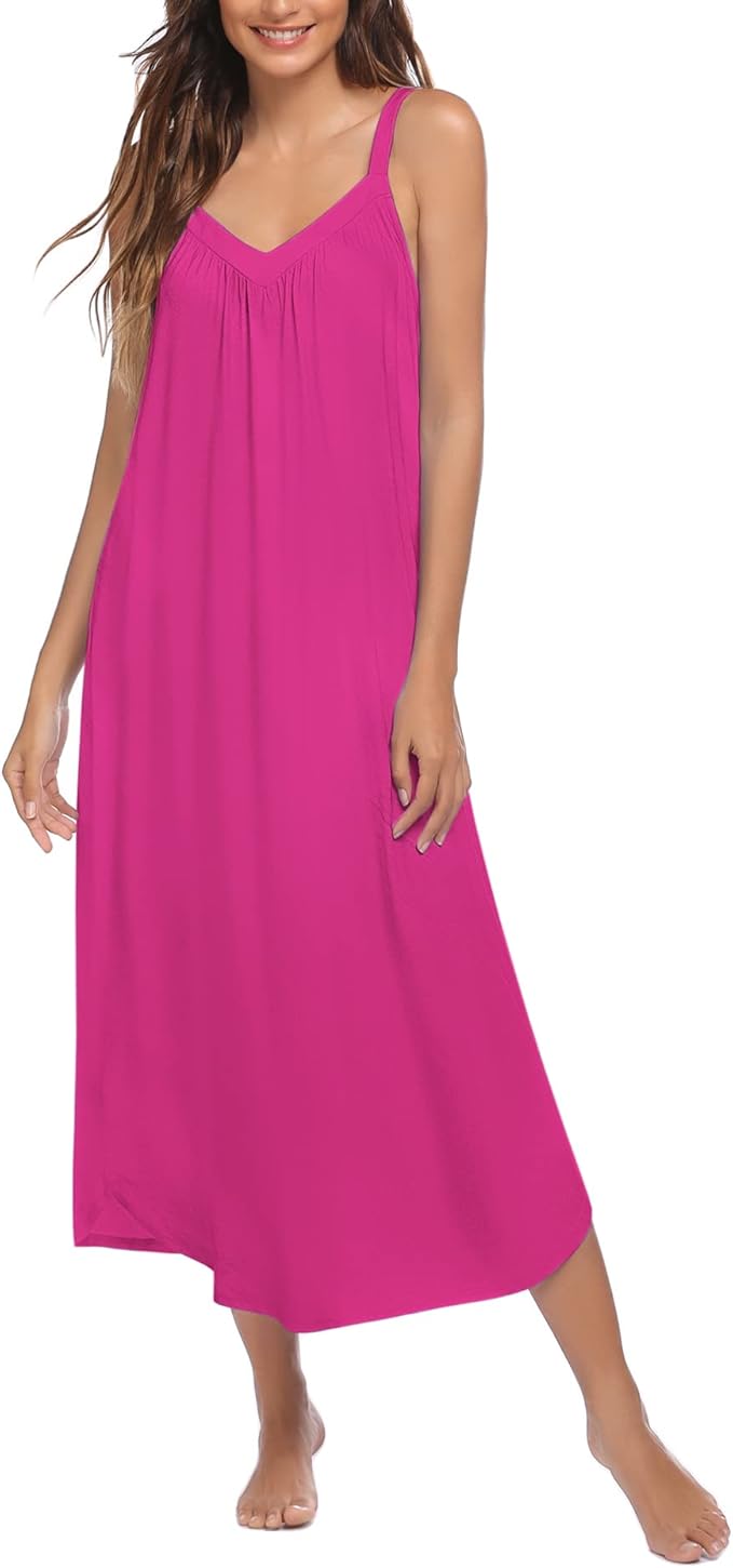 Ekouaer Womens Nightgown Sleeveless Long Night Gown Full Slip Sleep Dress Print Sleepwear Soft Lounge Dress