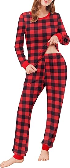 Ekouaer Womens Pajamas Sets Long Sleeve Tops with Jogger Pants Soft Pjs Lounge Set Outfits with Pockets
