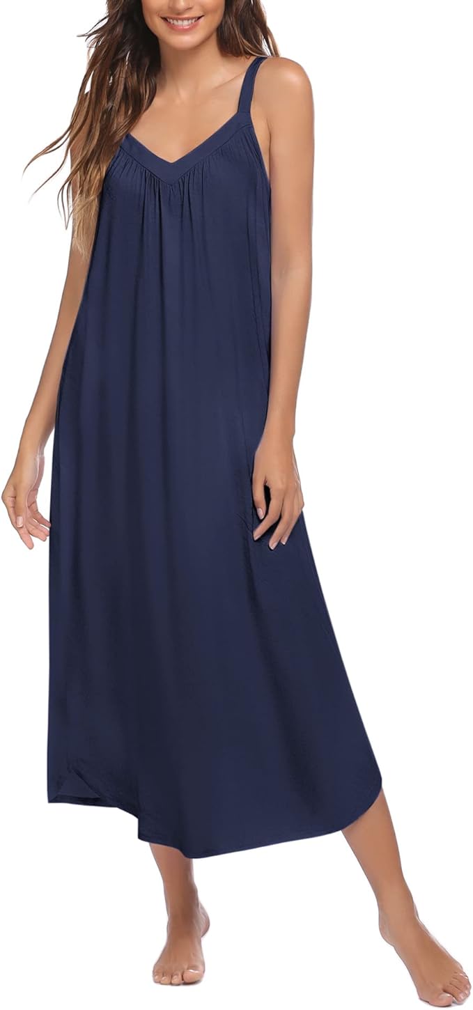 Ekouaer Womens Nightgown Sleeveless Long Night Gown Full Slip Sleep Dress Print Sleepwear Soft Lounge Dress
