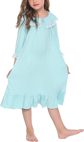 Ekouaer Girls Nightgowns Toddler Pajamas Dress Sleep Nightshirts Princess Soft Sleepwear for Kids