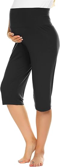 Ekouaer Maternity Shorts for Women Maternity Capris Yoga Pregnancy Short Pants Soft Joggers Lounge Bottoms