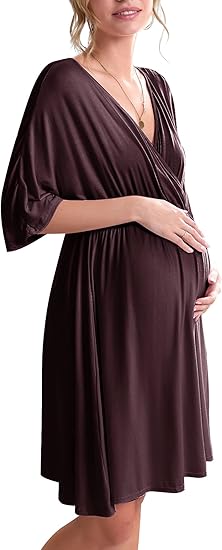 Ekouaer 3 in 1 Labor/Delivery/Hospital Gown Maternity Dress Nursing Nightgown Sleepwear for Breastfeeding