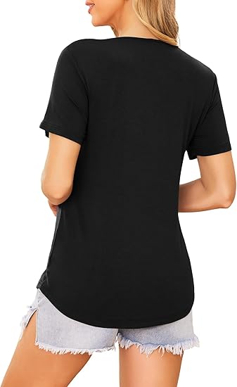 Ekouaer Women's Maternity Shirts Short Sleeves Nursing Tops 3 Pack Double Laye Breastfeeding Tees Pregnancy Clothes