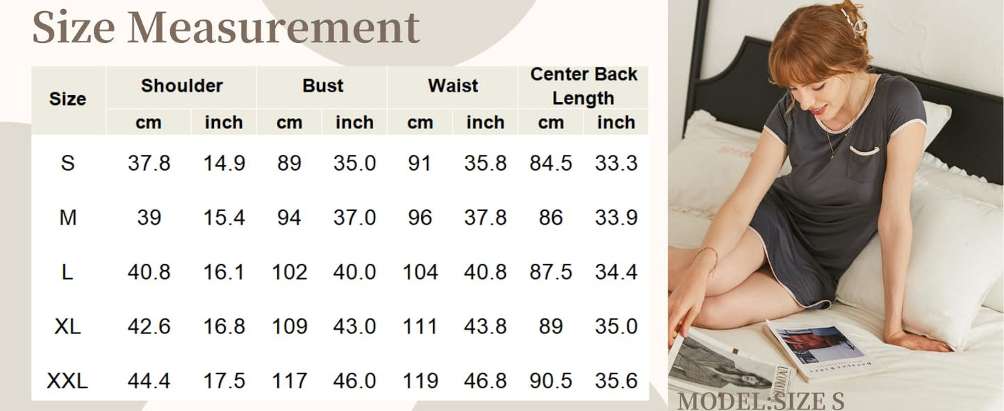 Ekouaer Nightgowns for Women Night Dress Short Sleeve Women's Sleepwear Sleep Shirts Soft
