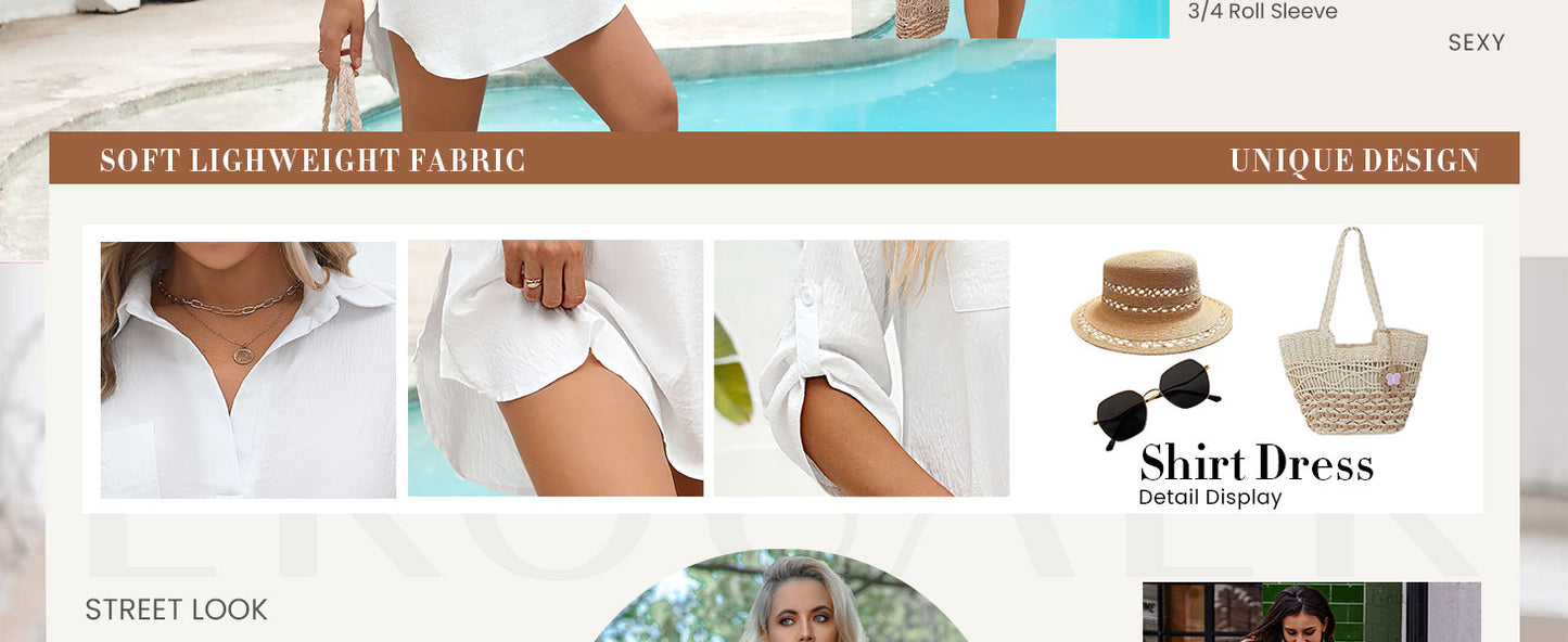 Ekouaer Beach Cover Ups for Women Bikini Swimsuit Coverup Beach Dress Shirt