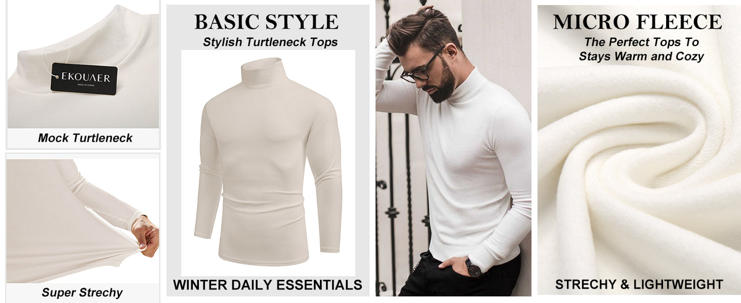 Ekouaer Men's Mock Turtleneck Long Sleeve Turtle Neck Tops Lightweight Undershirt Thermal Sweater Shirts
