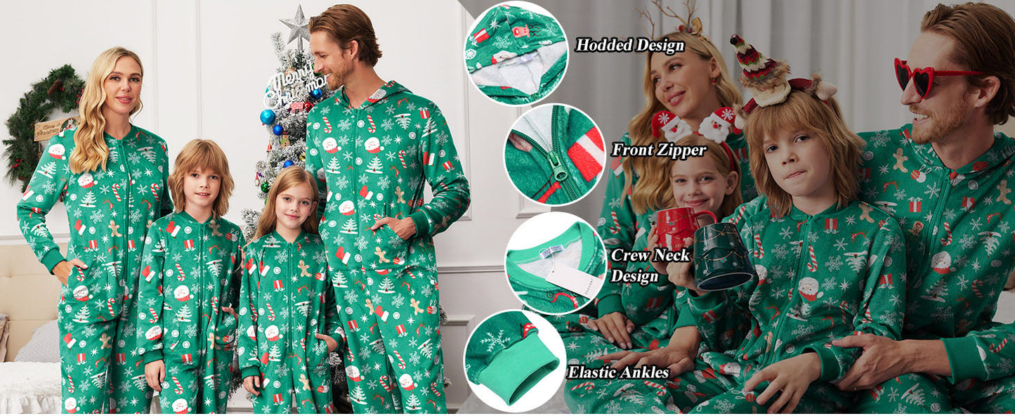 Ekouaer Christmas Onesie Fleece Long Sleeve Adult One Piece Pajamas for Women Zipper Pjs with Pocket
