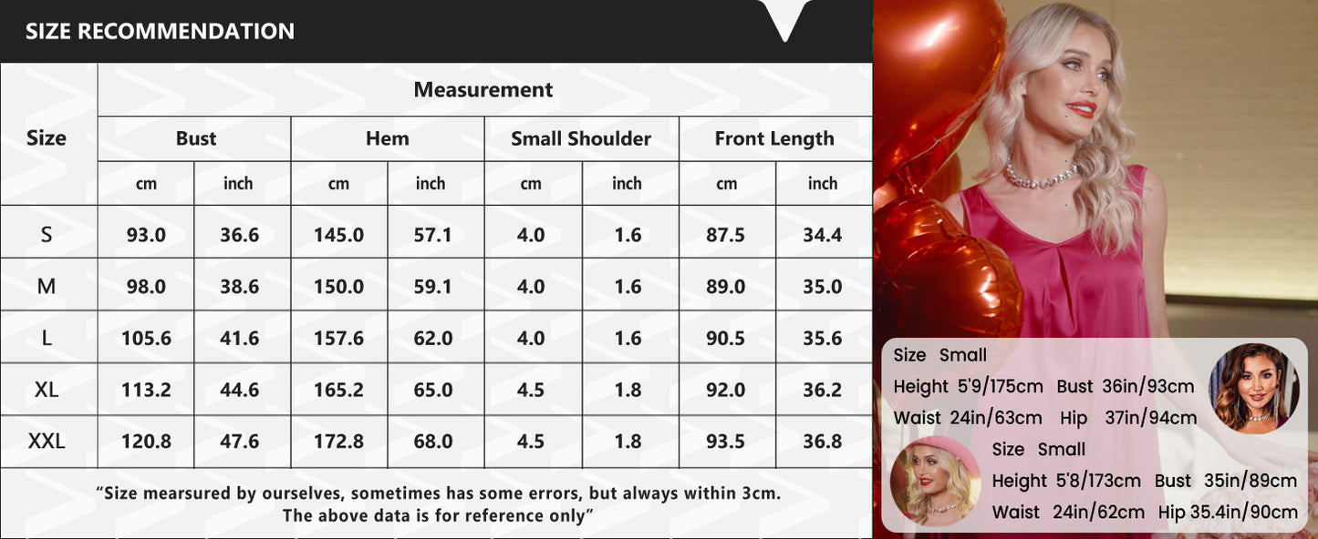 Ekouaer Women's Sleeveless V Neck Satin Nightgown Navy Blue M