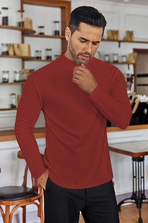 Ekouaer Men's Mock Turtleneck Long Sleeve Turtle Neck Tops Lightweight Undershirt Thermal Sweater Shirts