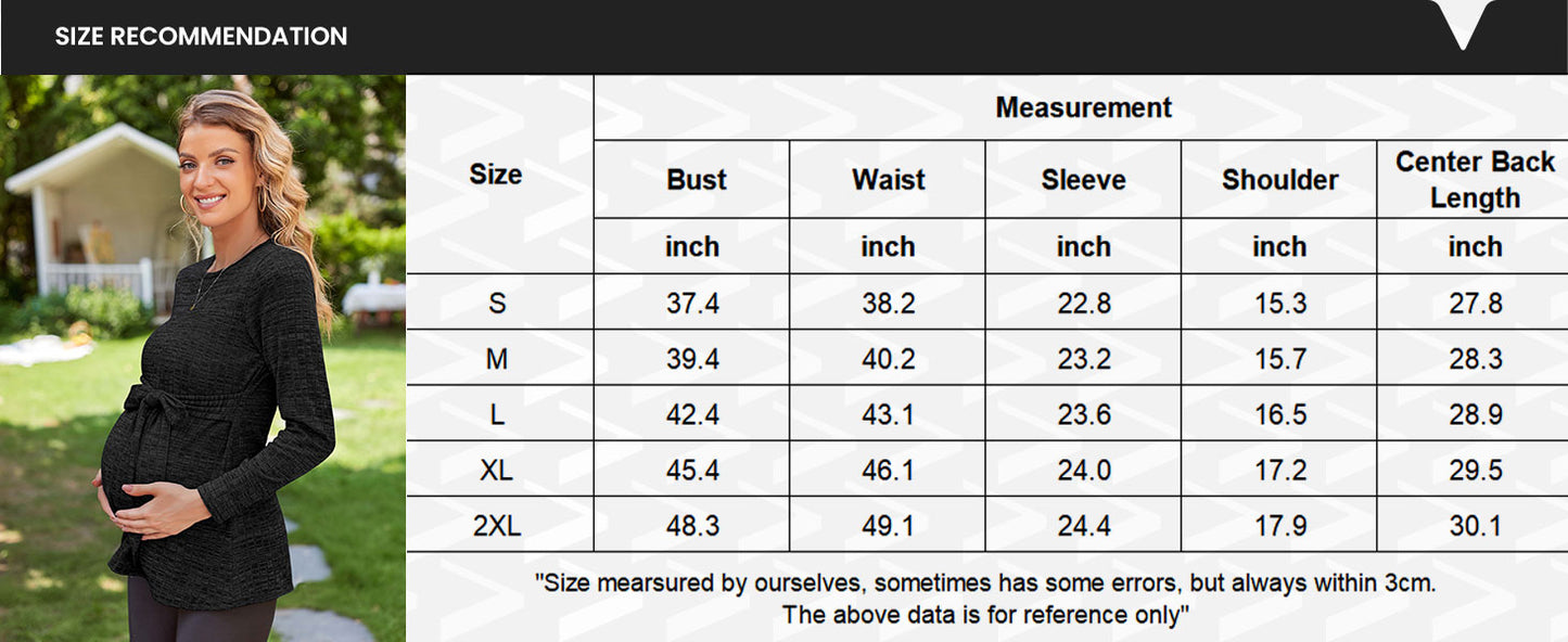 Ekouaer Women's Maternity Shirts Long Sleeve Pregnancy Tops Casual Ribbed Knit Winter Pregnant Blouses