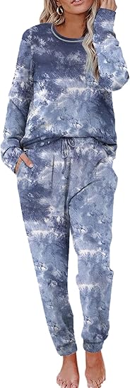 Ekouaer Pajamas Women's Long Sleeve Pj Set Soft 2 Piece Loungewear Sleepwear with Jogger Pants
