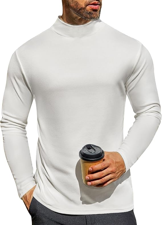 Ekouaer Men's Mock Turtleneck Long Sleeve Turtle Neck Tops Lightweight Undershirt Thermal Sweater Shirts