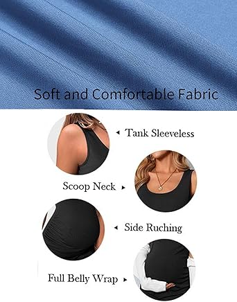 Ekouaer Womens Summer Maternity Dress Side Ruching Sleeveless Bodycon Dress Cute Pregnancy Dress