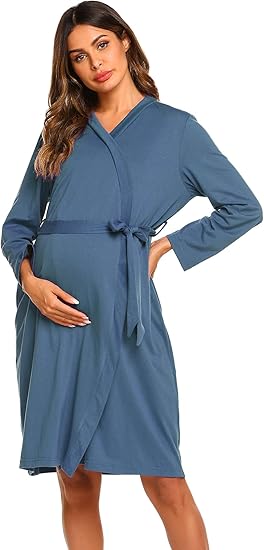 Ekouaer Maternity Robe Labor Delivery Nursing Gown Hospital Breastfeeding Dress Bathrobes