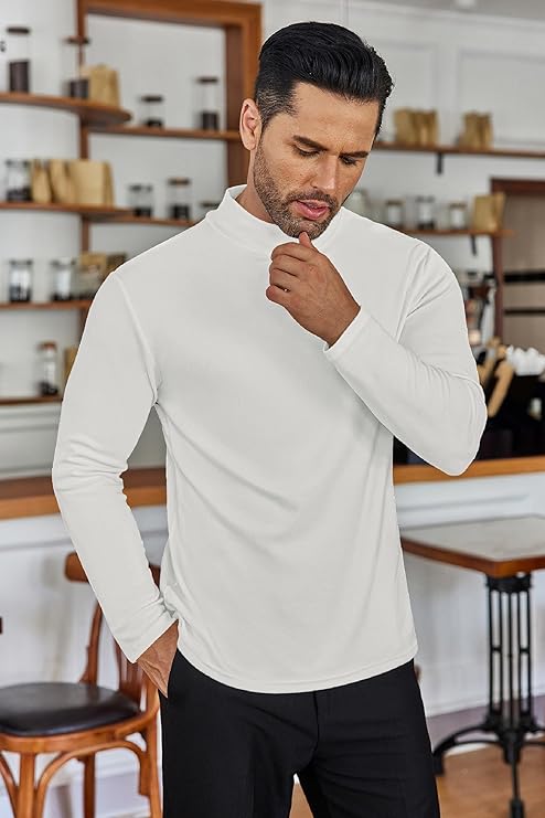 Ekouaer Men's Mock Turtleneck Long Sleeve Turtle Neck Tops Lightweight Undershirt Thermal Sweater Shirts