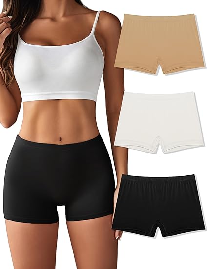 Ekouaer Boyshort Panties Women's Soft Underwear Briefs Invisible Hipster 3 Pack Seamless Boxer Brief Panties