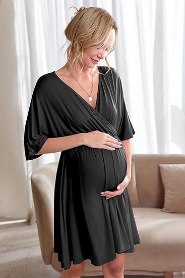 Ekouaer 3 in 1 Labor/Delivery/Hospital Gown Maternity Dress Nursing Nightgown Sleepwear for Breastfeeding