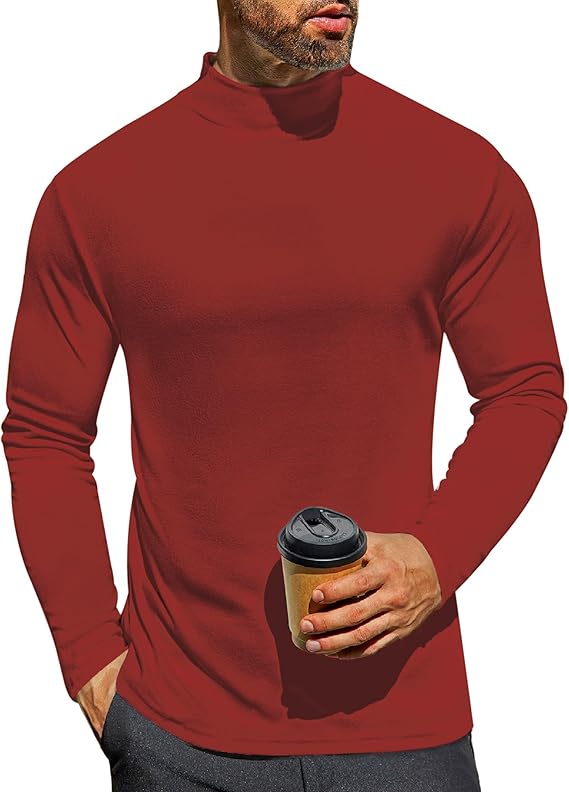 Ekouaer Men's Mock Turtleneck Long Sleeve Turtle Neck Tops Lightweight Undershirt Thermal Sweater Shirts