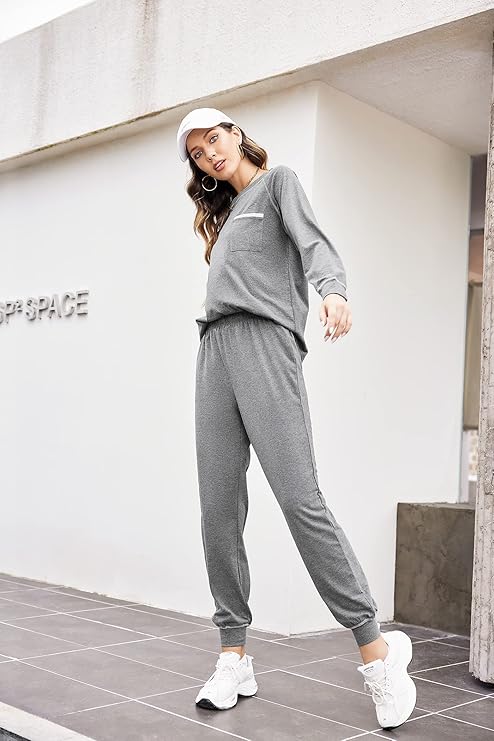 Ekouaer Pajamas Set for Women Soft Comfy Pjs Sets Long Sleeve Sleepwear Loungewear