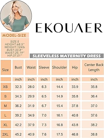 Ekouaer Maternity Dress Rib Knit Short Sleeve Bodycon Dresses Casual Stretchy Pregnancy Baby Shower Clothes