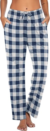 Ekouaer Women Pajama Pants Comfy Pj Bottom with Pockets Stretch Plaid Sleepwear
