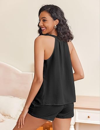 Ekouaer Lounge Sets for Women 2 Piece Summer Pajamas Tank Top Shorts Set Comfy Loungewear Cute Beach Vacation Outfits