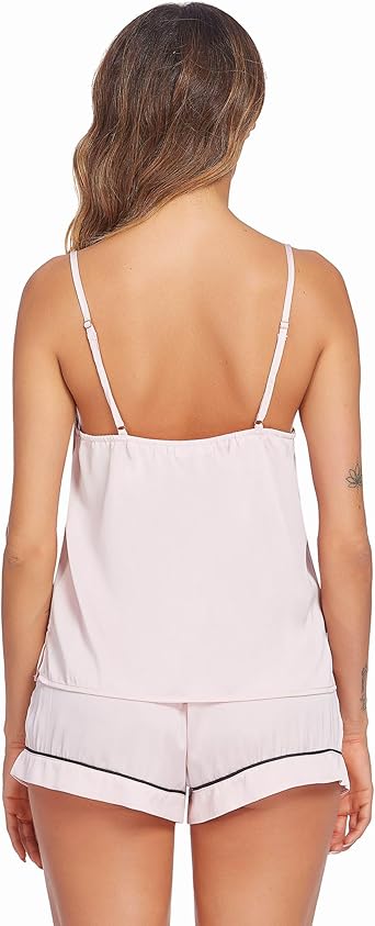 Ekouaer Pajamas for Women Set Silk Satin Pjs Sexy Lingerie Sleepwear Cami Shorts Set Summer Nightwear